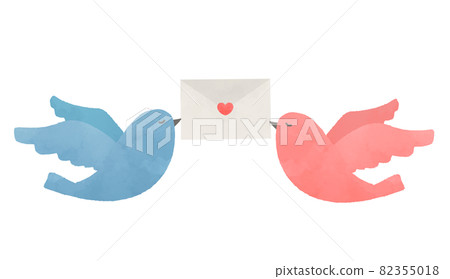Illustration material: Flying blue bird and letter 82355018