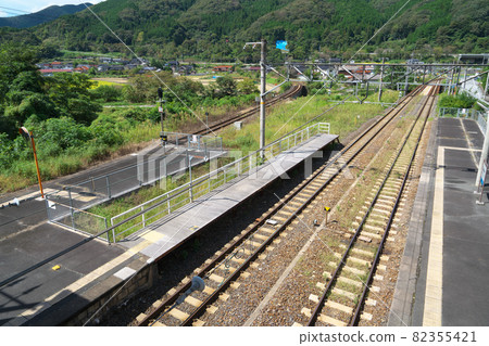 Hakubi Line and Geibi Line tracks seen from the overpass of Bichu-Kojiro Station, Niimi City, Okayama Prefecture Hakubi Line and Geibi Line tracks seen from the overpass of Bichu-Kojiro Station, Niimi City, Okayama Prefecture 82355421