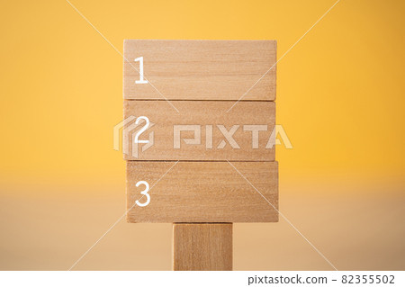 Wooden information board labeled 123 Wooden information board labeled 123 82355502