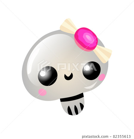 Autumn Halloween kawaii vector design with cute skull with candy. Illustration for kids, celebration, web, print, etc. Autumn Halloween kawaii vector design with cute skull with candy. Illustration for kids, celebration, web, print, etc. 82355613