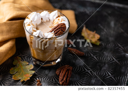 Autumn smoothie with pecan and caramel Autumn smoothie with pecan and caramel 82357455