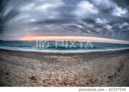 Amazing beach against colorful sunset in Calabria,Italy 82357546