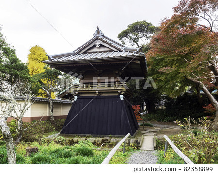 Kamakura / Eishoji Temple: Bell Tower and Autumn Leaves 82358899