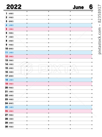 2022 年垂直日曆 6 月 82358917