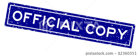 Grunge blue official copy word square rubber seal stamp on white background 82360351