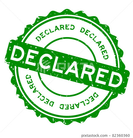 Grunge green declared word round rubber seal stamp on white background Grunge green declared word round rubber seal stamp on white background 82360360