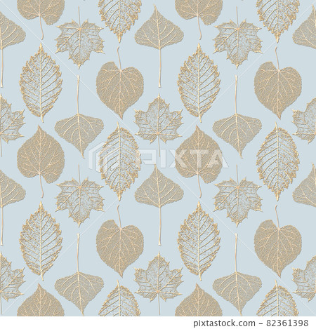 Transparent golden skeleton leaves autumn seamless pattern 82361398