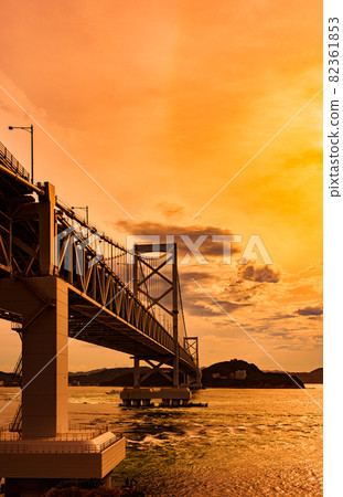 Naruto Strait Bridge Evening view Orange [Kansai's popular tourist spot] 82361853