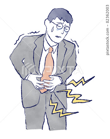 一位日本商人患有腹痛、壓力、胃痛、身體狀況不佳、西裝、手繪水彩的上半身插圖 一位日本商人患有腹痛、壓力、胃痛、身體狀況不佳、西裝、手繪水彩的上半身插圖 82362003