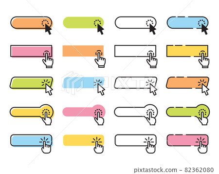 Click buttons. Clicked button, website buy interface elements. Internet page bar, cursor pointer and direction tools. Isolated computer design tidy vector set Click buttons. Clicked button, website buy interface elements. Internet page bar, cursor pointer and direction tools. Isolated computer design tidy vector set 82362080