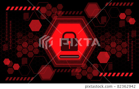 Red computer security display screen hexagon geometric black design modern futuristic technology vector background 82362942