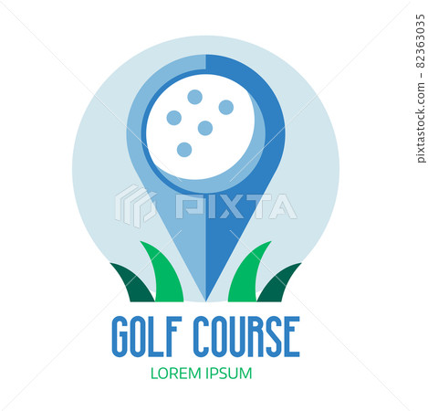 Golf Course Logo with Ball and Pin Golf Course Logo with Ball and Pin 82363035