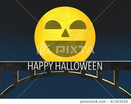 萬聖節滿月在夜間照亮橋 萬聖節滿月在夜間照亮橋 82363036