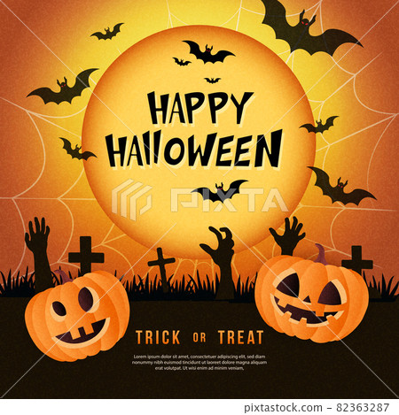 Halloween Bat Spider Web And Pumpkin Lantern PNG Images