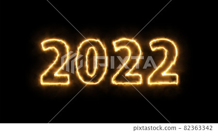 2022 inscription with sparklers on a black... - Stock Illustration ...