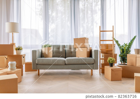 boxes in new apartment 82363716