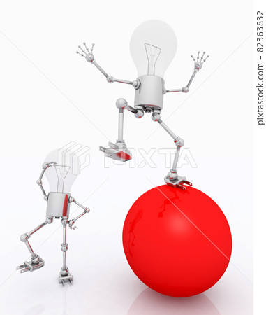 Lightbulb figures with red ball - Stock Illustration [82363832] - PIXTA