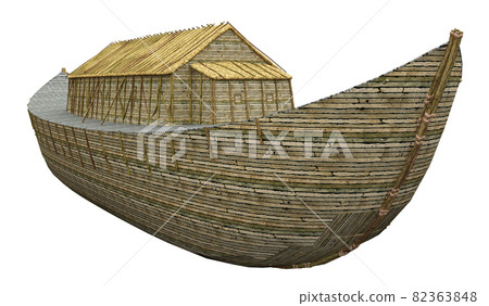 The Ark of Noah isolated on white background - Stock Illustration
