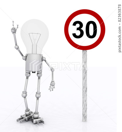 Light bulb figure and traffic sign Maximum speed limit 30 Light bulb figure and traffic sign Maximum speed limit 30 82363878