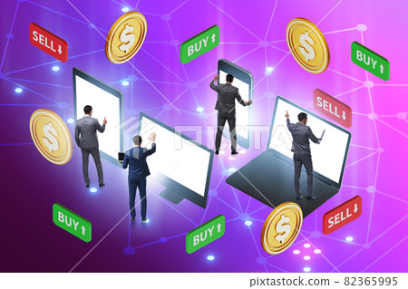 Online currency trading concept with business people 82365995