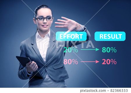 Businesswoman in pareto rule illustration Businesswoman in pareto rule illustration 82366333