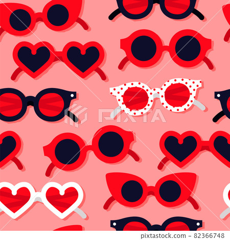 Red heart shape sunglasses seamless pattern Red heart shape sunglasses seamless pattern 82366748