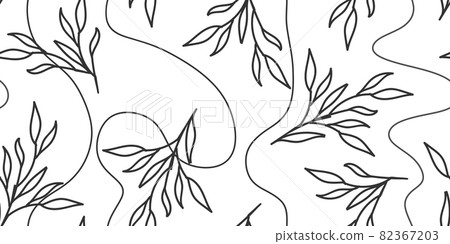 A pattern of vector plant elements of laurels, leaves, flowers, branches. Suitable for invitations, greeting cards, quotes, blogs, wedding frames, posters. Vector illustration 82367203