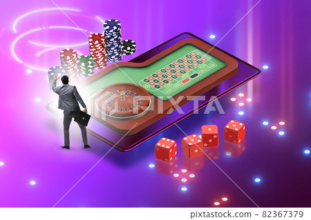 Businessman in online casino concept 82367379