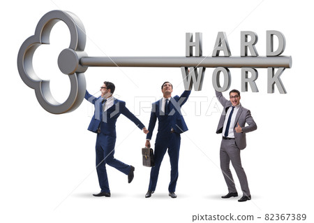 Concept of hard work with key and businessman Concept of hard work with key and businessman 82367389