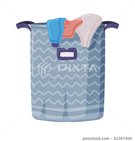 Laundry Basket or Hamper Full with Clothing Items Vector Illustration Laundry Basket or Hamper Full with Clothing Items Vector Illustration 82367404