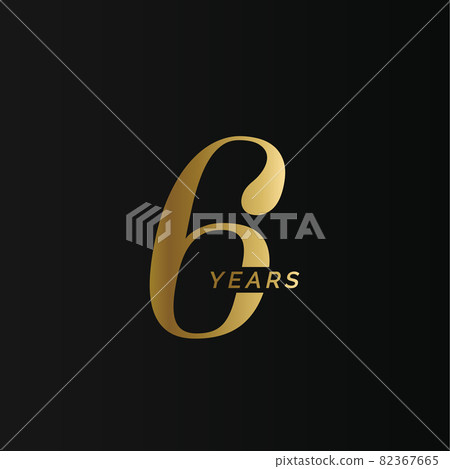 Anniversary company logo, 6 years, six gold number, wedding anniversary, memorial date symbol set, golden year collection. Birthday symbol, age jubilee, congratulations badge, greeting emblem Anniversary company logo, 6 years, six gold number, wedding anniversary, memorial date symbol set, golden year collection. Birthday symbol, age jubilee, congratulations badge, greeting emblem 82367665