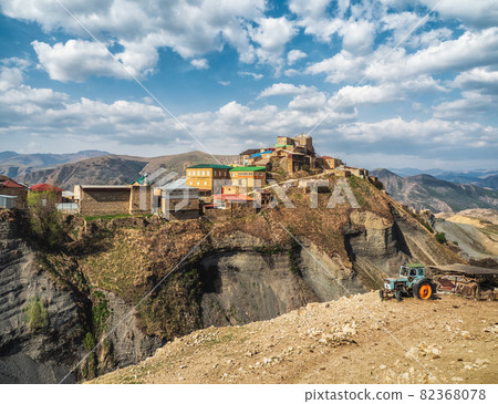 The city on the rock. Panorama of the authentic Dagestani mountain village of Choh. Russia 82368078