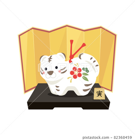 金屏風上的白虎雕像 金屏風上的白虎雕像 82368459