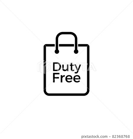 Duty free bag vector icon shop. Line airpotr duty free icon sign. Tax free symbol Duty free bag vector icon shop. Line airpotr duty free icon sign. Tax free symbol 82368768