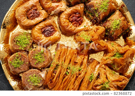 Close up of delicious baklava at a hotel buffet 82368872