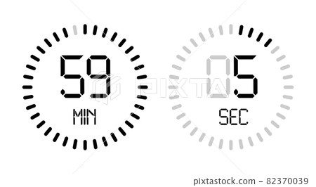 Digital number clock time countdown vector minute second isolated timer 82370039