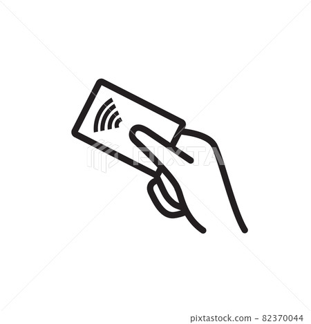 Contactless payment icon. Rfid wifi nfc payment vector symbol. Line cahless pay icon 82370044
