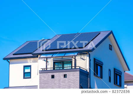 Newly built renewable energy housing with solar power generation 82372836
