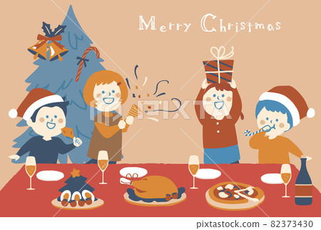 Illustration of children having a Christmas party 82373430