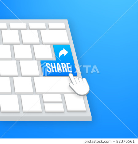 Share button in flat style on blue background. Social media. Vector stock illustration. Share button in flat style on blue background. Social media. Vector stock illustration. 82376561