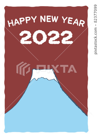 2022 New Year's card material with rough Mt. Fuji and Happy New Year characters 2022 New Year's card material with rough Mt. Fuji and Happy New Year characters 82377099