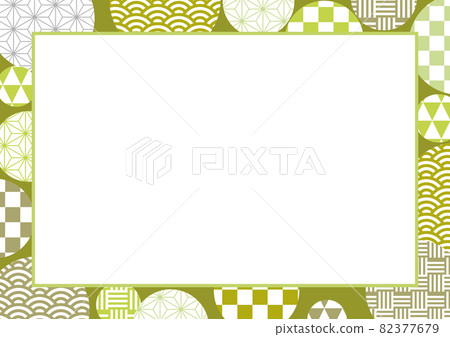 日本圖案圓形相框綠色水平 82377679