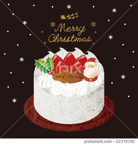 聖誕蛋糕聖誕聖誕老人水彩背景框架複製空間插圖黑色 聖誕蛋糕聖誕聖誕老人水彩背景框架複製空間插圖黑色 82378192