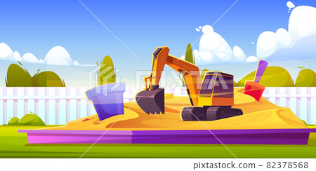 Sandbox on playground, kids sand box with toys Sandbox on playground, kids sand box with toys 82378568