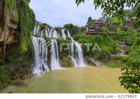 Furong ancient village and waterfall - Hunan China 82379983