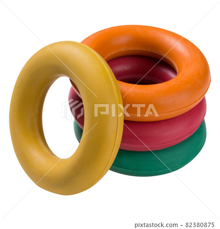 four donut-shaped round hand expander, on a white background 82380875