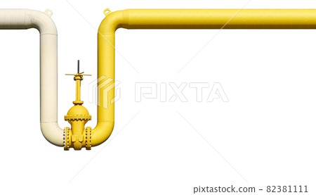 Large water shutoff valve with flanges and lever on white background Large water shutoff valve with flanges and lever on white background 82381111