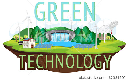 Hydro Power Plants generate electricity with free green banner 82381301