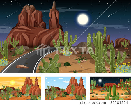 Different desert forest scenes with animals and plants Different desert forest scenes with animals and plants 82381304