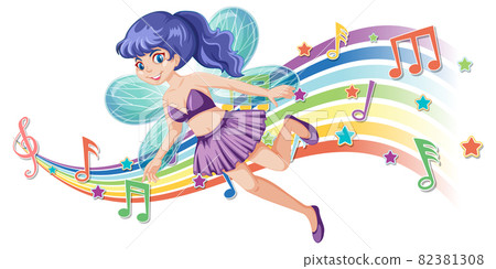 Cute fairy cartoon character with melody rainbow wave 82381308